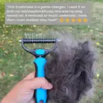 Pet Grooming Brush – Double Sided Shedding And Dematting Undercoat Rake Comb - Image 2